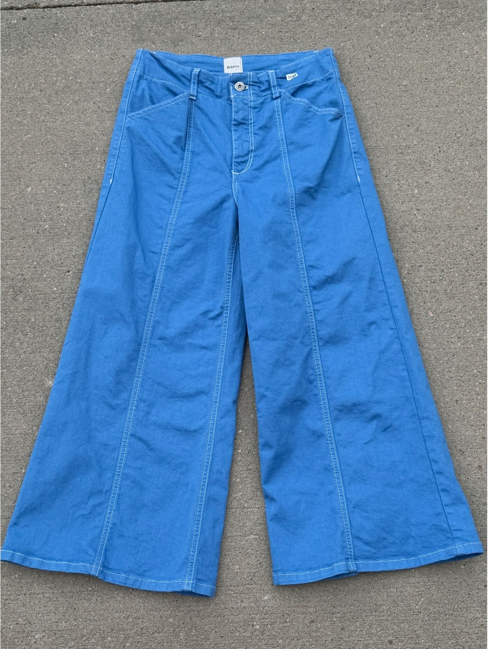 Maeve Blue Wide-Leg Cotton Blend Pants Size 28